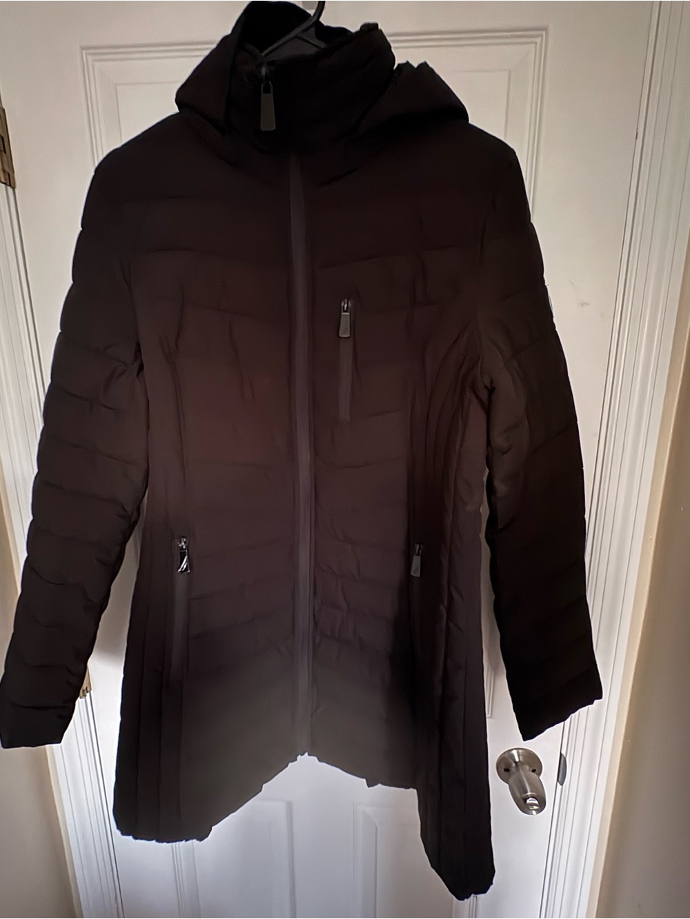 Nautica Women's Black Hooded Quilted Puffer Coat